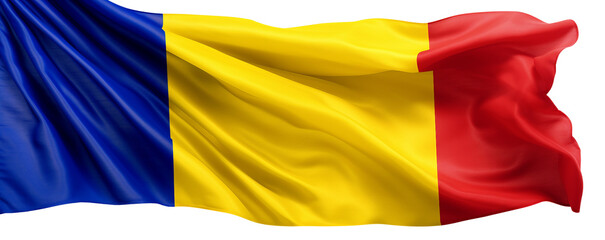 Waving Flag of Romania Decoration. Ai Generative - obrazy, fototapety, plakaty