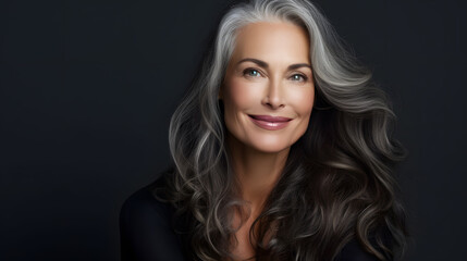 Fototapeta premium Beautiful Woman, Model, Mature, Natural, Studio Portrait, Lovely, Generative AI