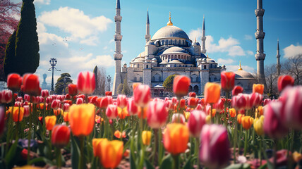 Fototapeta premium the beauty of the mosque with an Islamic background