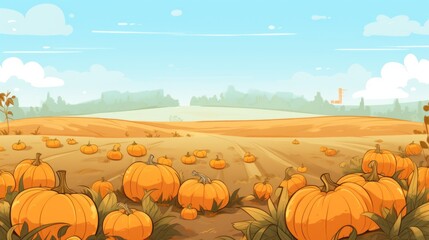 A field full of pumpkins on a sunny day