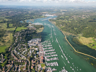 Fototapeta premium Hamble Le Rice, Hamble Aerial View Uk Drone Shot