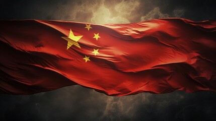 Chinese national flag, the National Day of the People's Republic of China on October 31st, anniversary of the Chinese people and the great celebration of the People's Republic of China.Generative AI - obrazy, fototapety, plakaty