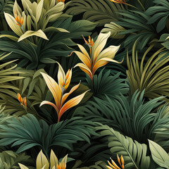 Fototapeta na wymiar Seamless pattern, texture of green and yellow leaf. Leaf texture background.
