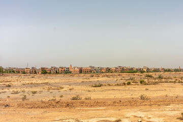 Saharic desert and oasis landscape between Marrakech and Merzouga, Morocco, in summer. Landscape impressions along the Atlas and Anti-Atlas torrent and Wadi Draa Valley