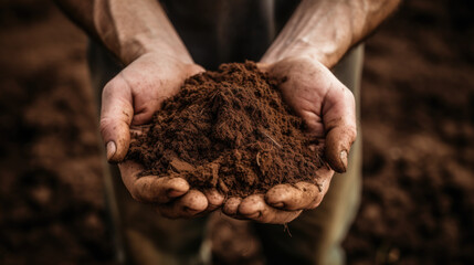 Brown soil in hands