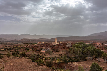 Fototapeta na wymiar Moroccan landscape impression between Atlas and Anti Atlas torrent