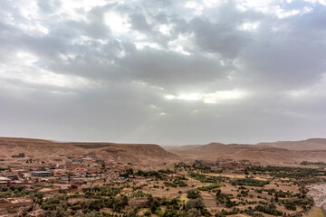 View from Ait Ben Haddou at surrounding town and landscape