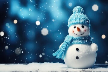snowman winter holiday concept. Holiday Winter background for Merry Christmas and Happy New Year