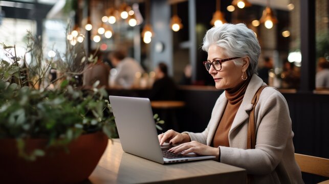 Old woman with laptop