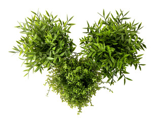 Pots with artificial houseplants isolated on white background