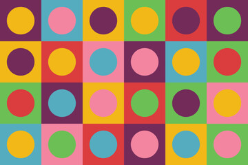 1960s Mod Wallpaper Design, Trippy Retro Background Wall Paper Geometric Circles, Repeating Seamless Pattern, Pop Art