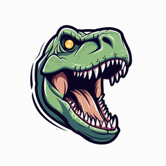 T-Rex head cartoon logo isolated on white background