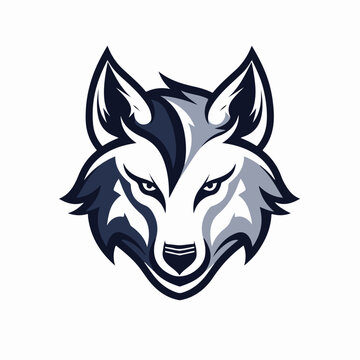 Wolf head cartoon logo isolated on white background