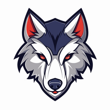Wolf head cartoon logo isolated on white background