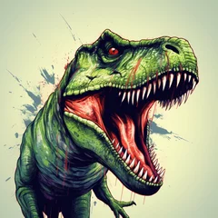 Rucksack Roaring tyrannosaurus rex isolated on black background Dinosaur head vector color 3D illustration © Shihab