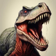 Rucksack Roaring tyrannosaurus rex isolated on black background Dinosaur head vector color 3D illustration © Shihab