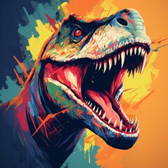Naklejka premium Roaring tyrannosaurus rex isolated on black background Dinosaur head vector color 3D illustration
