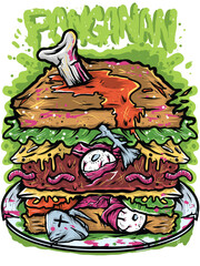 Junk food vector illustration, cheeseburger, fast food, trash food, t-shirt design