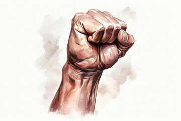 defiant fist in protest, a watercolor rebellion, Generative AI