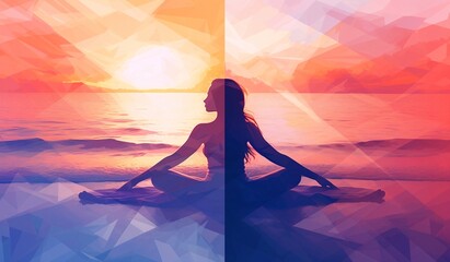 Woman meditating, generative ai image of female finding balance and releasing stress.
