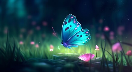Fairy night butterfly, generative ai.
