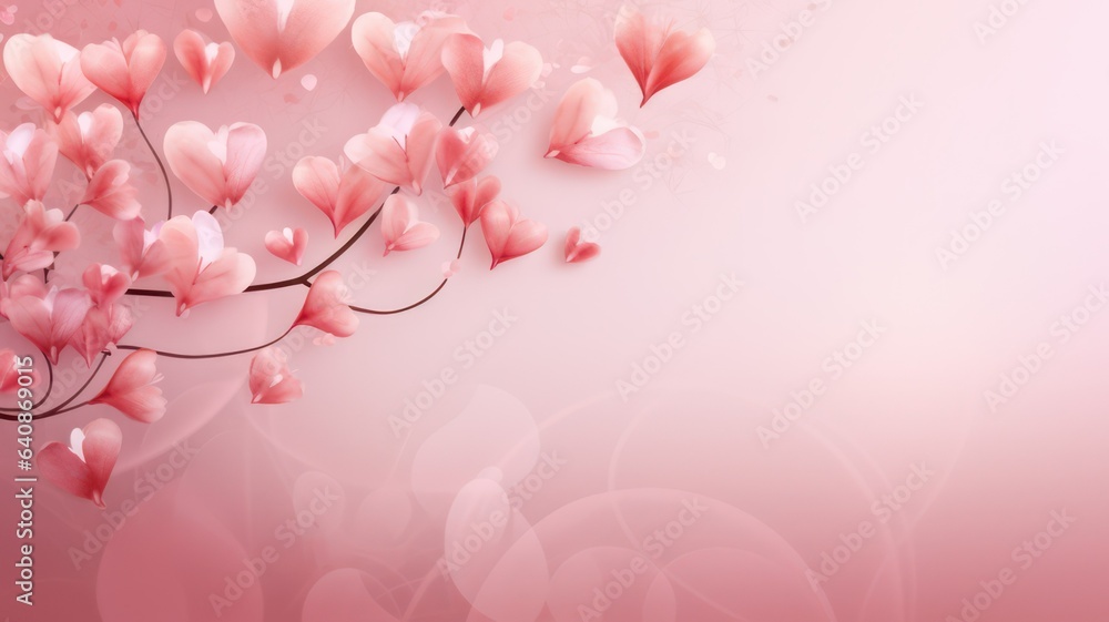 Poster valentines background with pink hearts created with generative ai