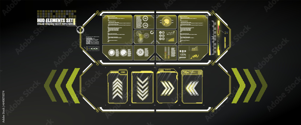 Poster futuristic vector hud interface screen design. digital callouts titles. hud ui gui futuristic user i