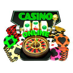 3d render object casino online roulette - obrazy, fototapety, plakaty