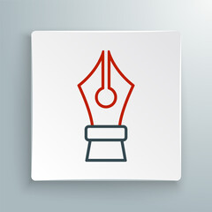 Line Fountain pen nib icon isolated on white background. Pen tool sign. Colorful outline concept. Vector