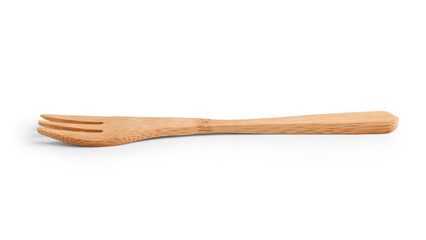 New wooden fork on white background