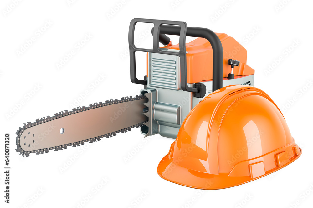 Poster circuit breaker with construction hardhat, 3d rendering