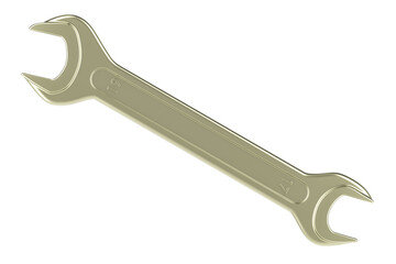 Wrench, spanner. Top view, 3D rendering isolated on transparent background