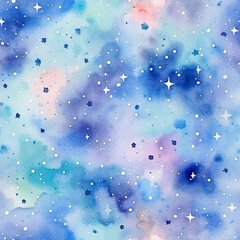 Galaxy stars watercolor background celestial sky seamless repeat pattern tile