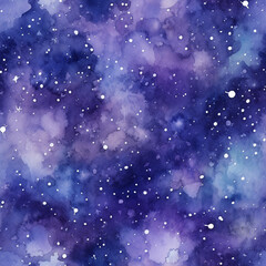 Obraz premium Galaxy stars watercolor background celestial sky seamless repeat pattern tile