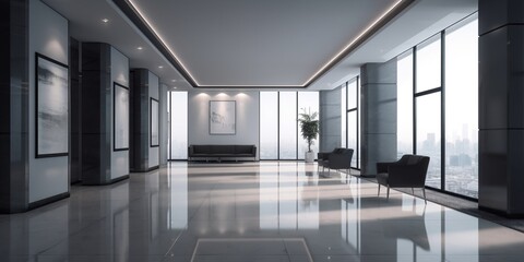 Modern office lobby, generative ai image of luxury hall.