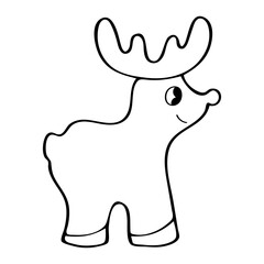 Coloring book reindeer. Hand drawn line art illustration.