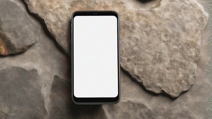 blank screen phone on a stone background mockup