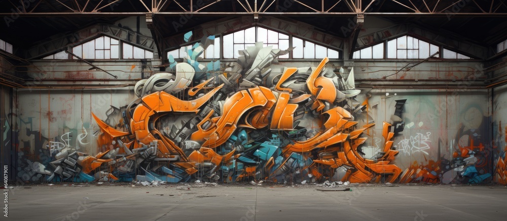 Poster different colors of graffiti on a background generative ai
