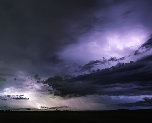 Severe thunderstorm and rain with many lightning peals and dense clouds, on the Black Sea coast in Georgia