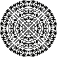 Mandala. Highly detailed circle polynesian tribal design. Tattoo, print, design element, for coloring book pages