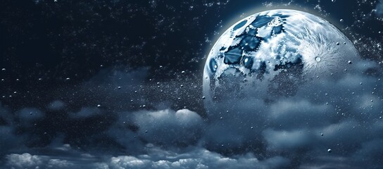 Fototapeta premium Night sky with full moon and clouds, generative ai.