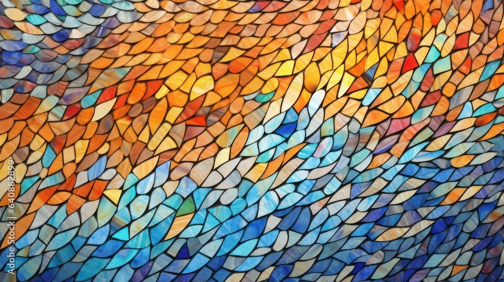 Poster fancy mosaic background in rainbow colors created with generative ai