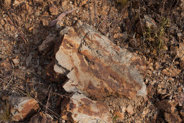 photograph of flagstone on a hill. Concept of nature and industries.