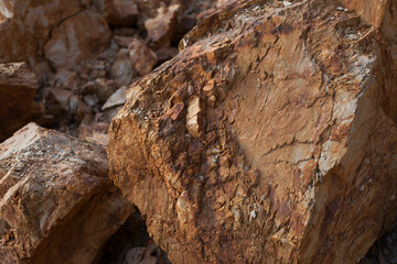 photograph of flagstone on a hill. Concept of nature and industries.
