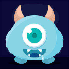Isolated colored cute happy monster character Vector