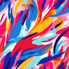 Colorful brush strokes abstract seamless pattern.