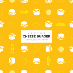 Seamless pattern of cheese burger silhouette illustration