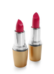 Beautiful red lipsticks on white background