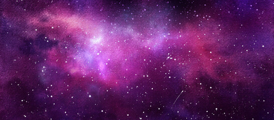 Cosmic illustration. Beautiful colorful space background. Watercolor Cosmos