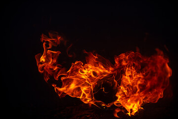The fire, burning flame. Large burning flaming fire. © Volodymyr